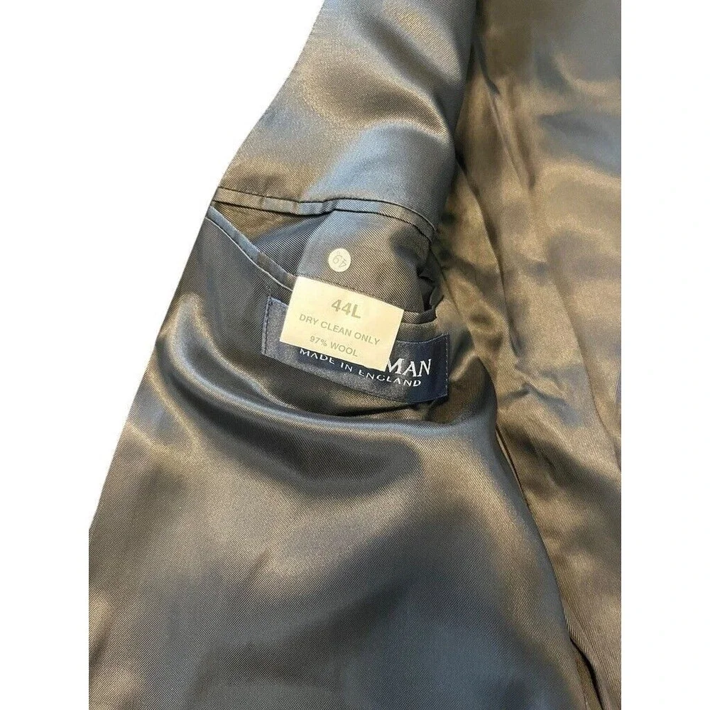 Today's Man Blazer Men's Size 44L Wool Cashmere Dark Gray Sport Coat Houndstooth